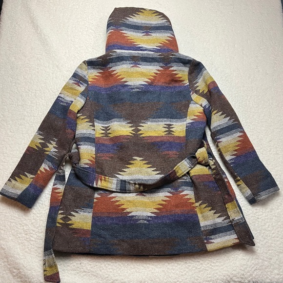 Mossimo Supply Co Jacket Womens XL Multicolor Aztec Southwestern Hooded Belted - Picture 6 of 8